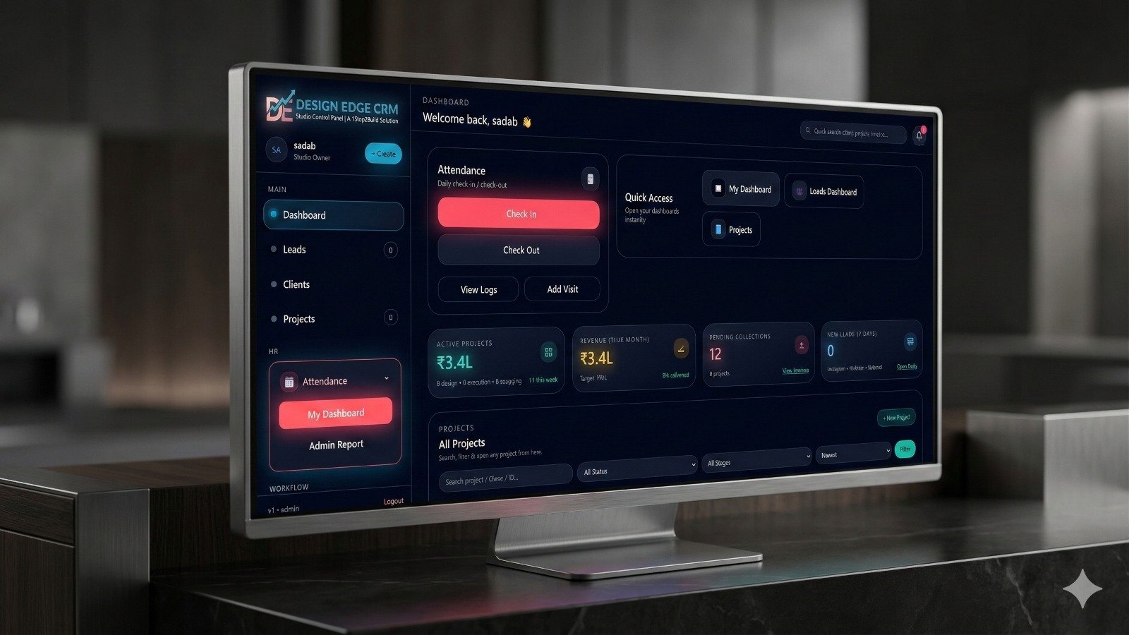 Interior CRM Dashboard